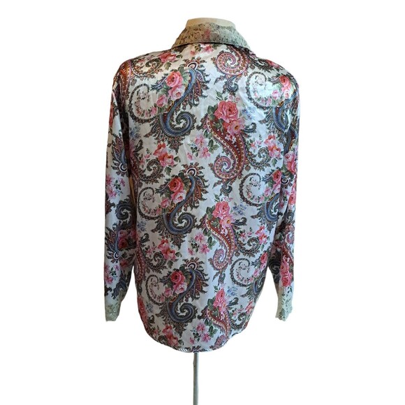 Vintage Victoria’s Secret Womens Size P Gold Label Pajama Top Silky Satin Floral - Picture 12 of 12